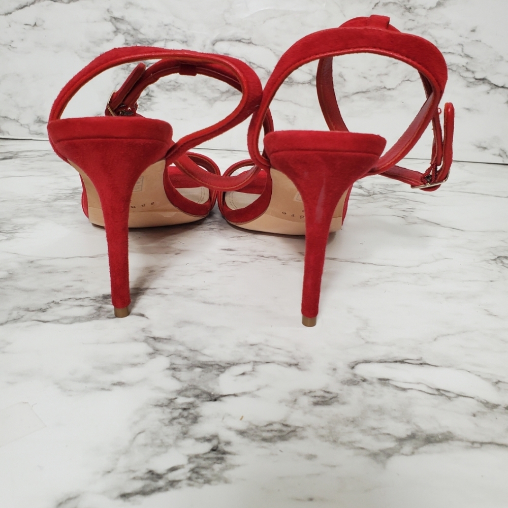 Sandro Nina Red Suede Ankle Buckle Heels. EU39 - Picture 5 of 10